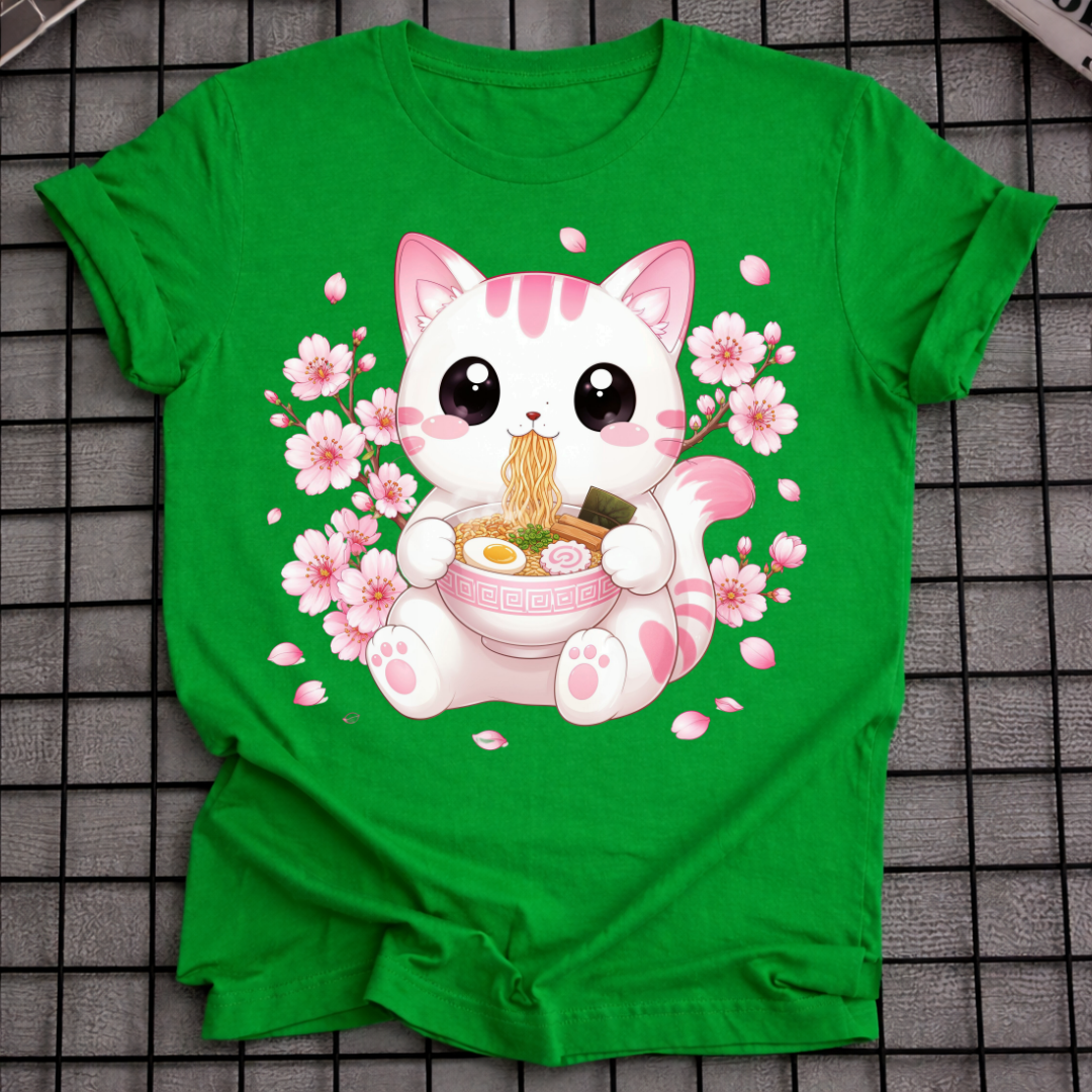 KIRSCHBLÜTEN KATZEN RAMEN T-SHIRT