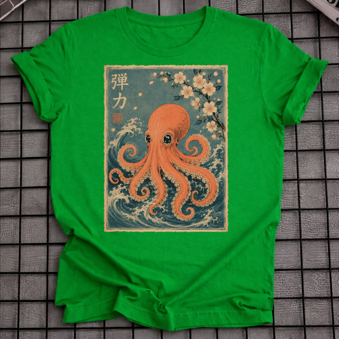 JAPANESE CHERRY BLOSSOM OCTOPUS T-SHIRT