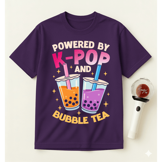 POWERED BY K-POP AND BUBBLE TEA T-SHIRT