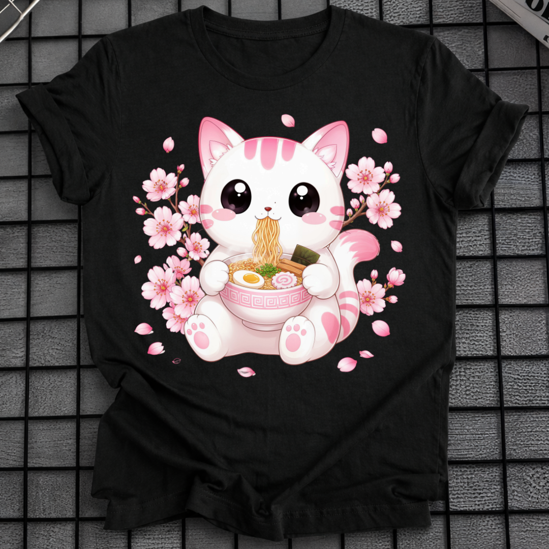 KIRSCHBLÜTEN KATZEN RAMEN T-SHIRT