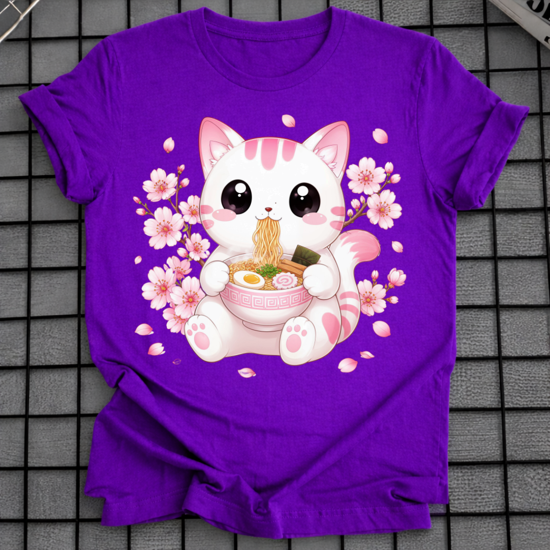 KIRSCHBLÜTEN KATZEN RAMEN T-SHIRT