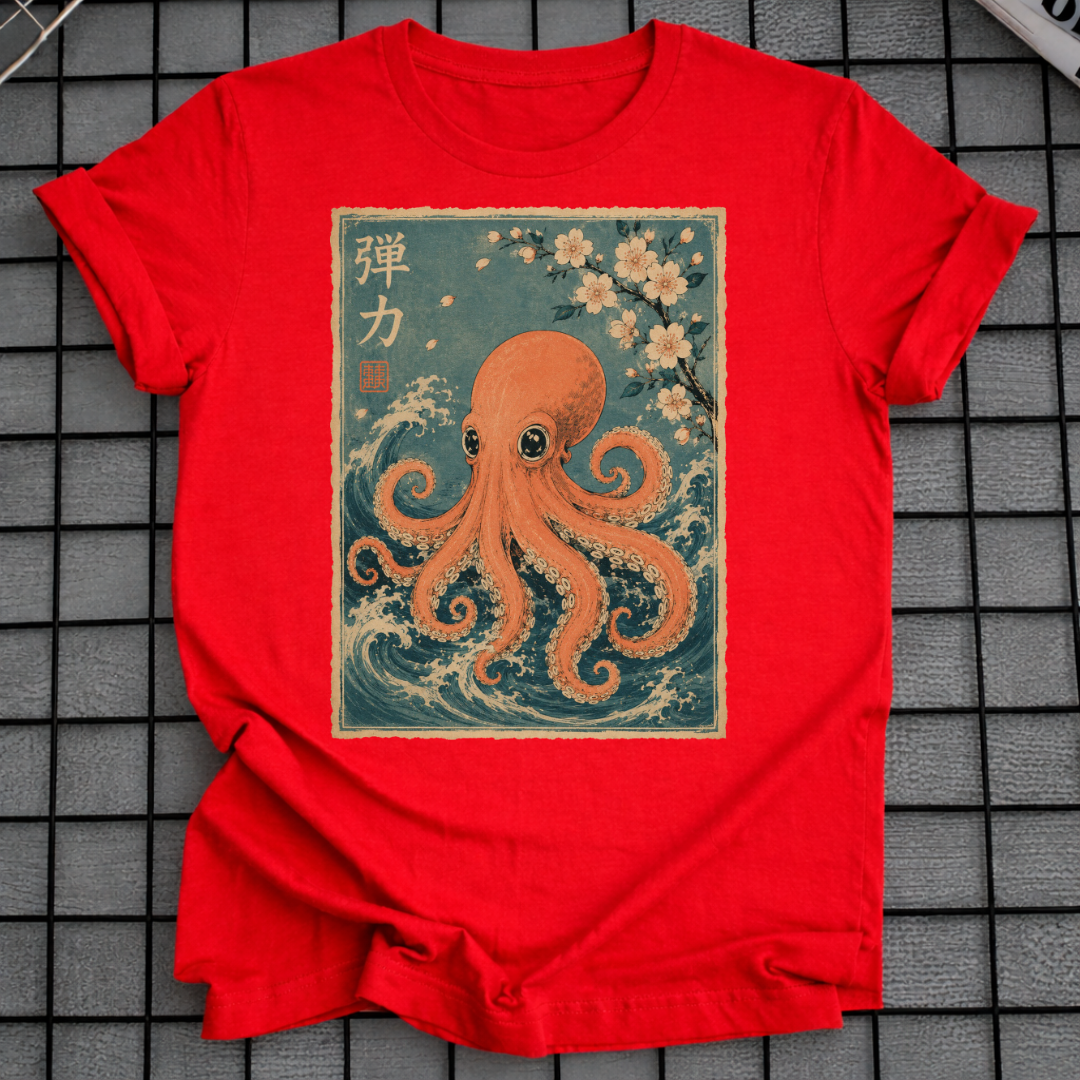 JAPANESE CHERRY BLOSSOM OCTOPUS T-SHIRT