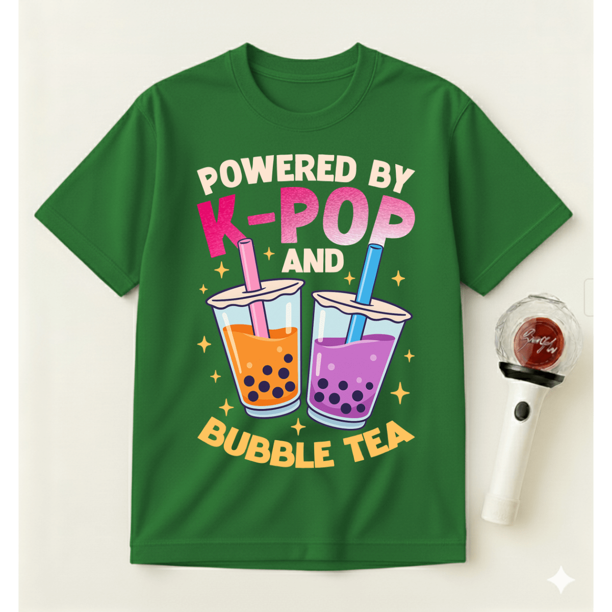 POWERED BY K-POP AND BUBBLE TEA T-SHIRT