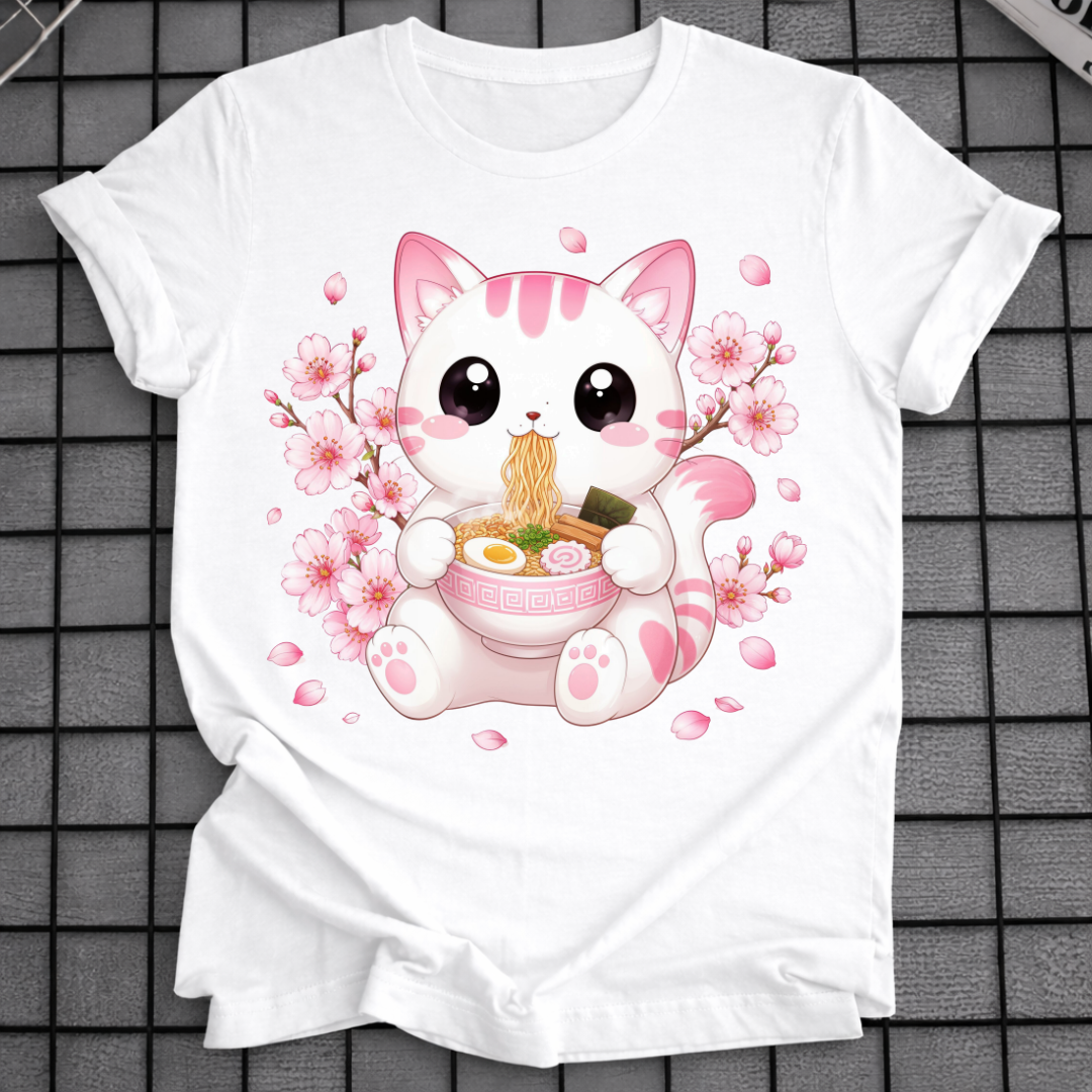 KIRSCHBLÜTEN KATZEN RAMEN T-SHIRT