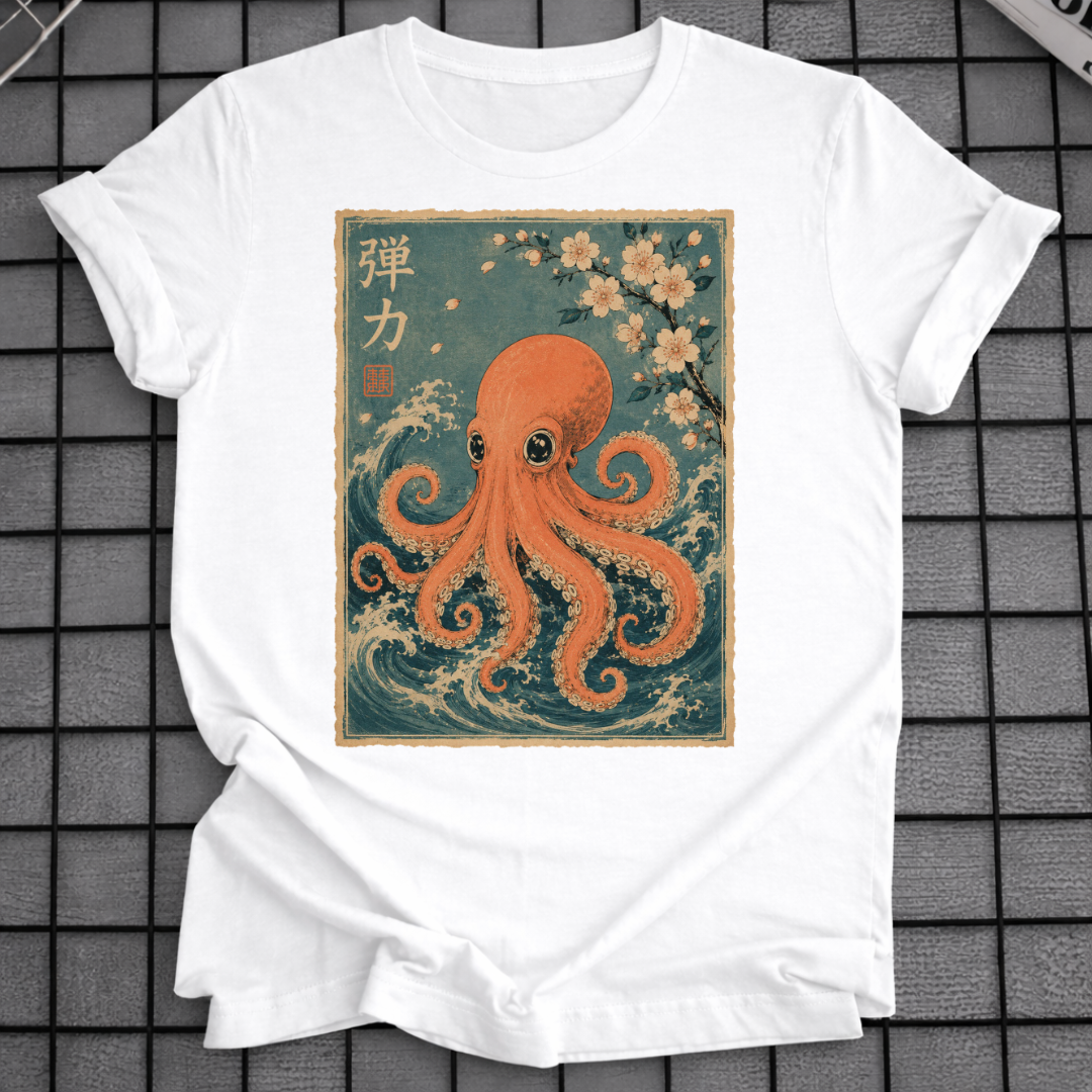 JAPANESE CHERRY BLOSSOM OCTOPUS T-SHIRT