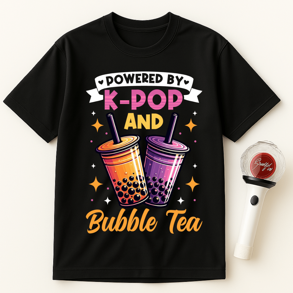 POWERED BY K-POP AND BUBBLE TEA UNISEX T-SHIRT