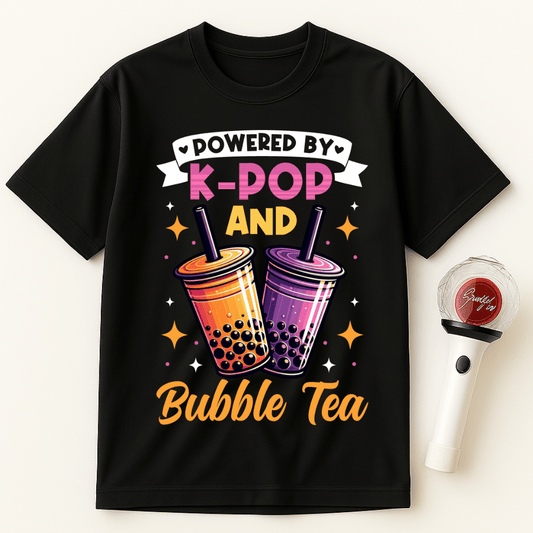 POWERED BY K-POP AND BUBBLE TEA UNISEX T-SHIRT