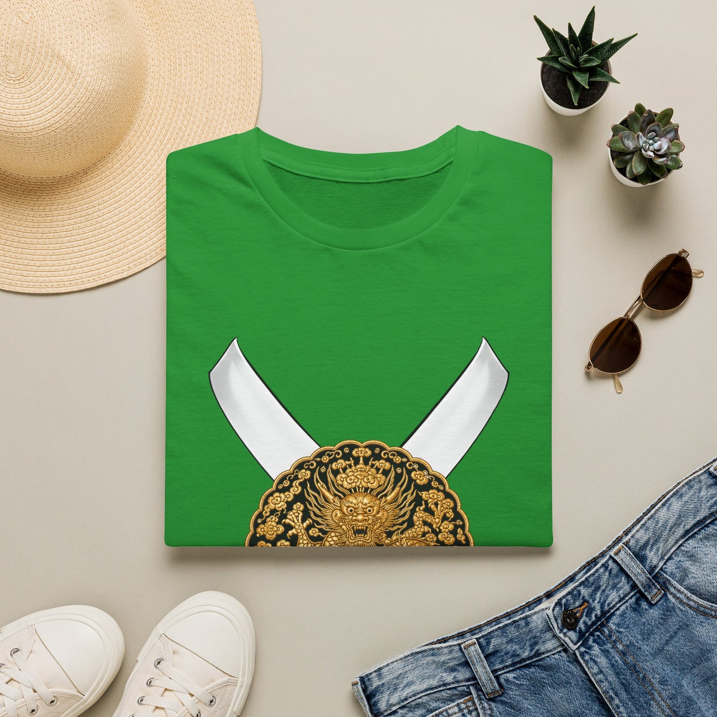 Samurai Crest T-Shirt — Traditional Katana & Dragon Shield Tee