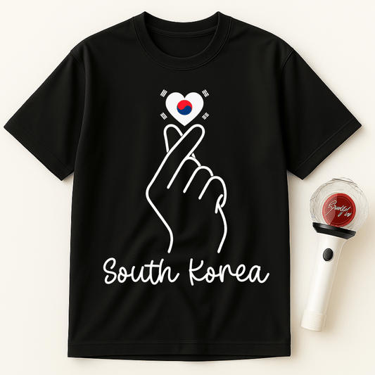 SOUTH KOREA FLAG FINGER HEART UNISEX T-SHIRT
