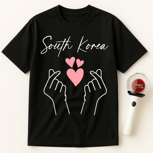 SOUTH KOREA DOUBLE FINGER HEART UNISEX T-SHIRT