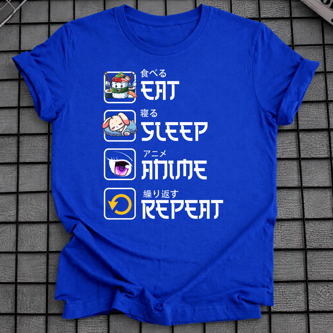 EAT SLEEP ANIME REPEAT T-SHIRT