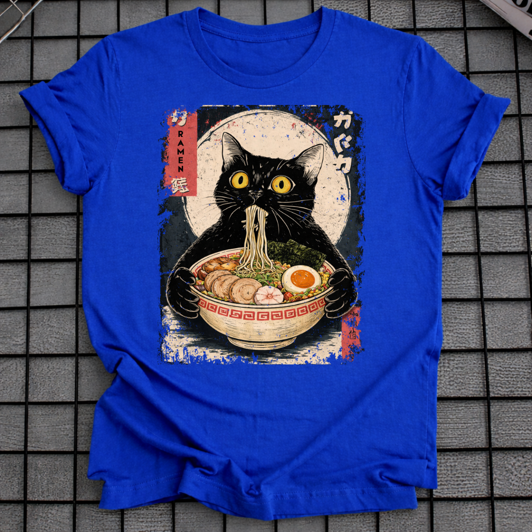 SCHWARZE KATZE NUDEL-T-SHIRT