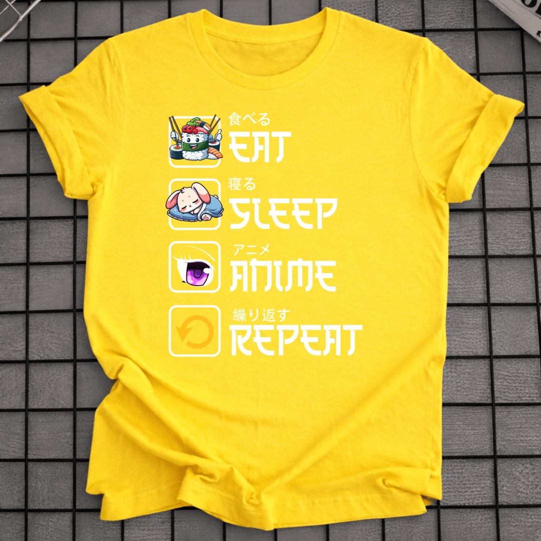 EAT SLEEP ANIME REPEAT T-SHIRT