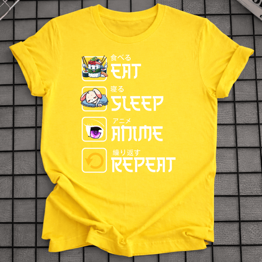 EAT SLEEP ANIME REPEAT T-SHIRT