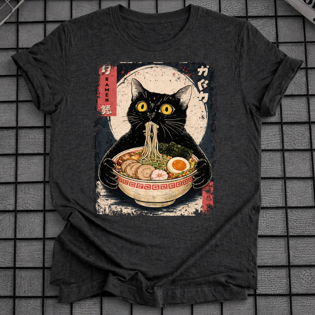 SCHWARZE KATZE NUDEL-T-SHIRT