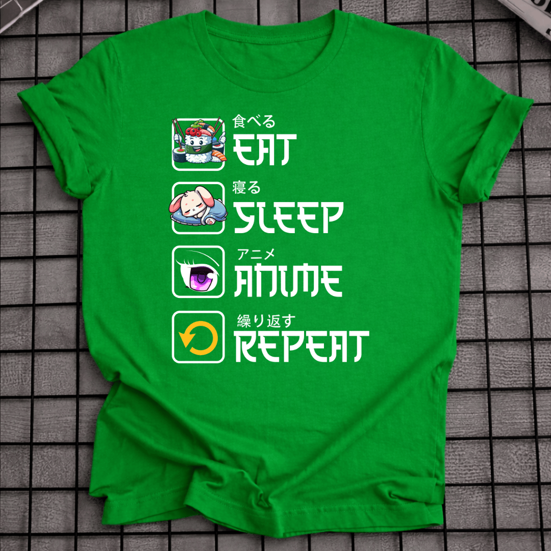 EAT SLEEP ANIME REPEAT T-SHIRT