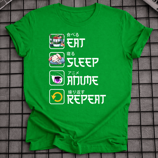 EAT SLEEP ANIME REPEAT T-SHIRT