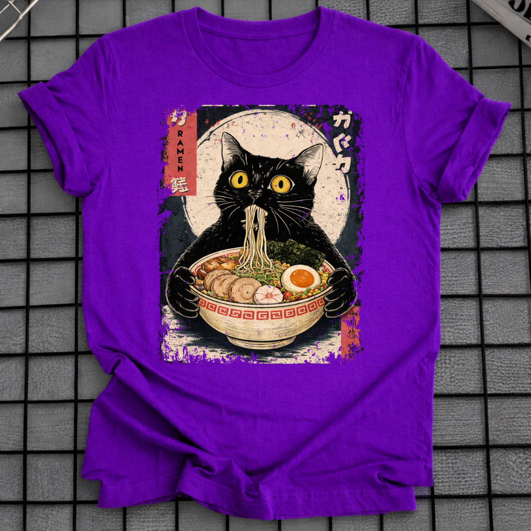 SCHWARZE KATZE NUDEL-T-SHIRT