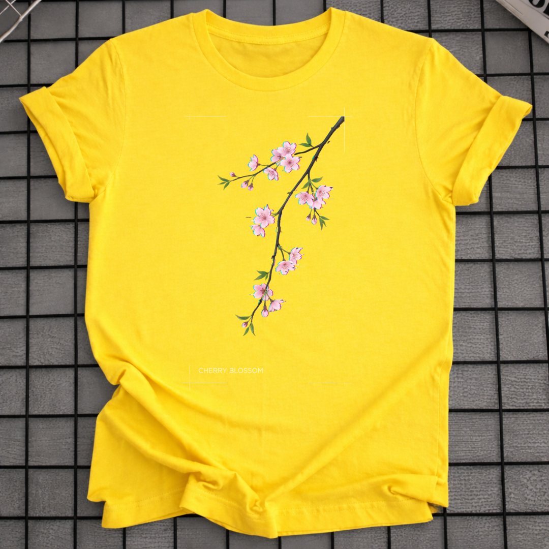 JAPANISCHES T-SHIRT MIT BLUMENAST-MOTIV