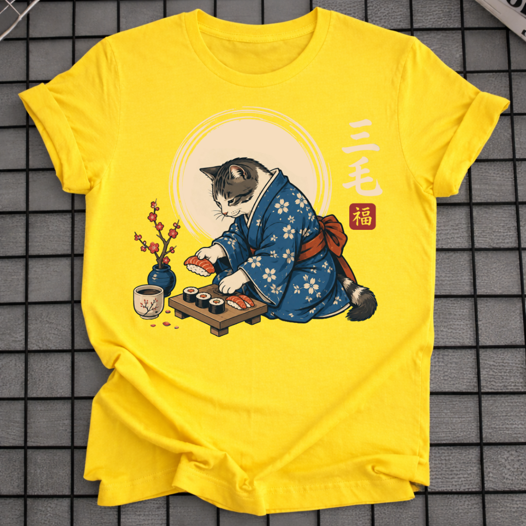 KATZE IM KIMONO SUSHI T-SHIRT