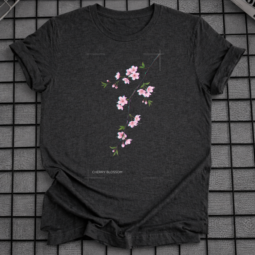 JAPANISCHES T-SHIRT MIT BLUMENAST-MOTIV