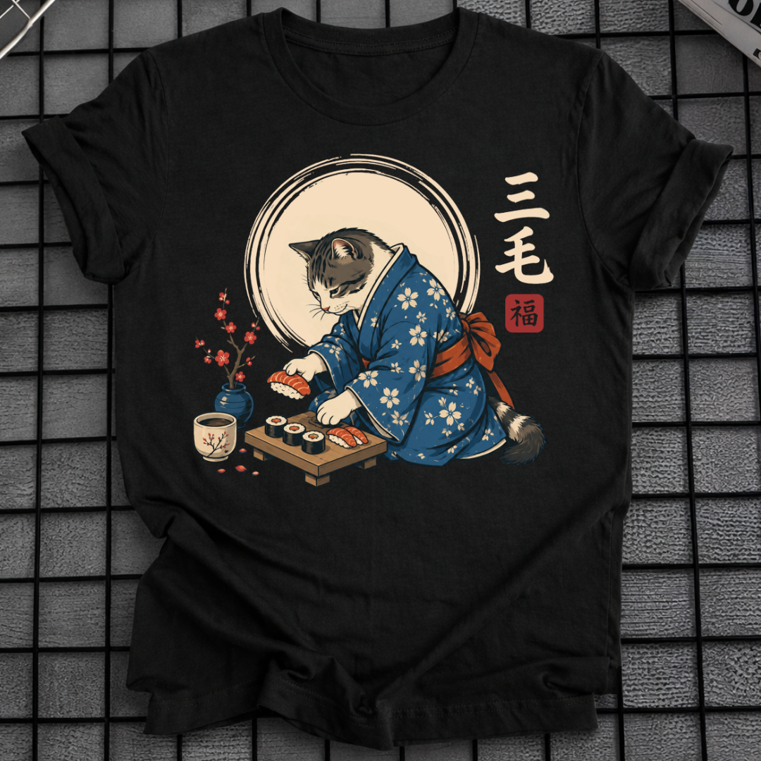KATZE IM KIMONO SUSHI T-SHIRT