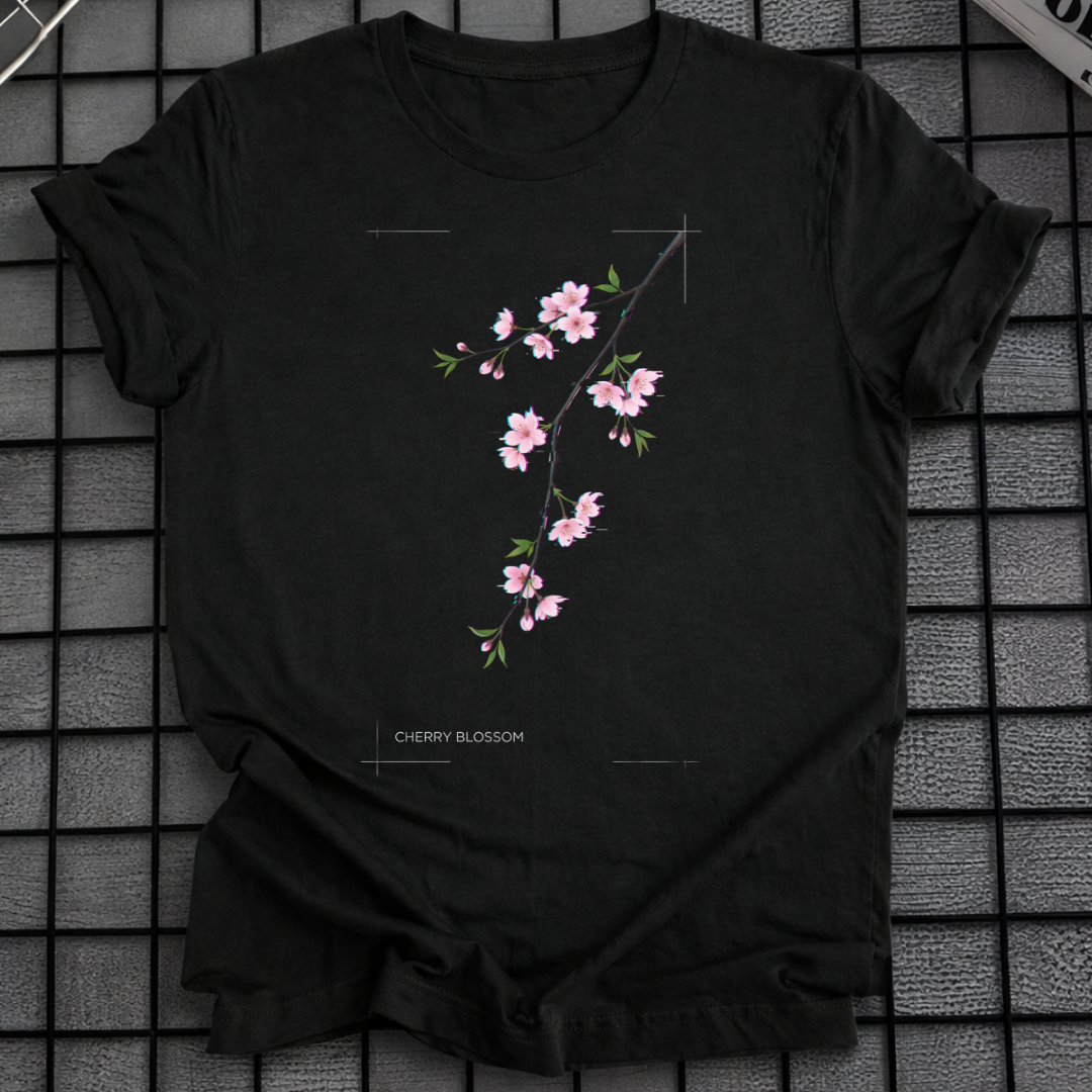 JAPANISCHES T-SHIRT MIT BLUMENAST-MOTIV