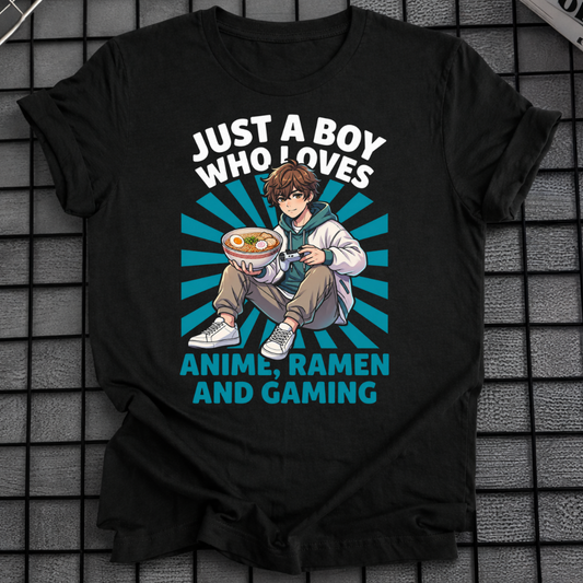 BOY WHO LOVES ANIME RAMEN GAMING T-SHIRT