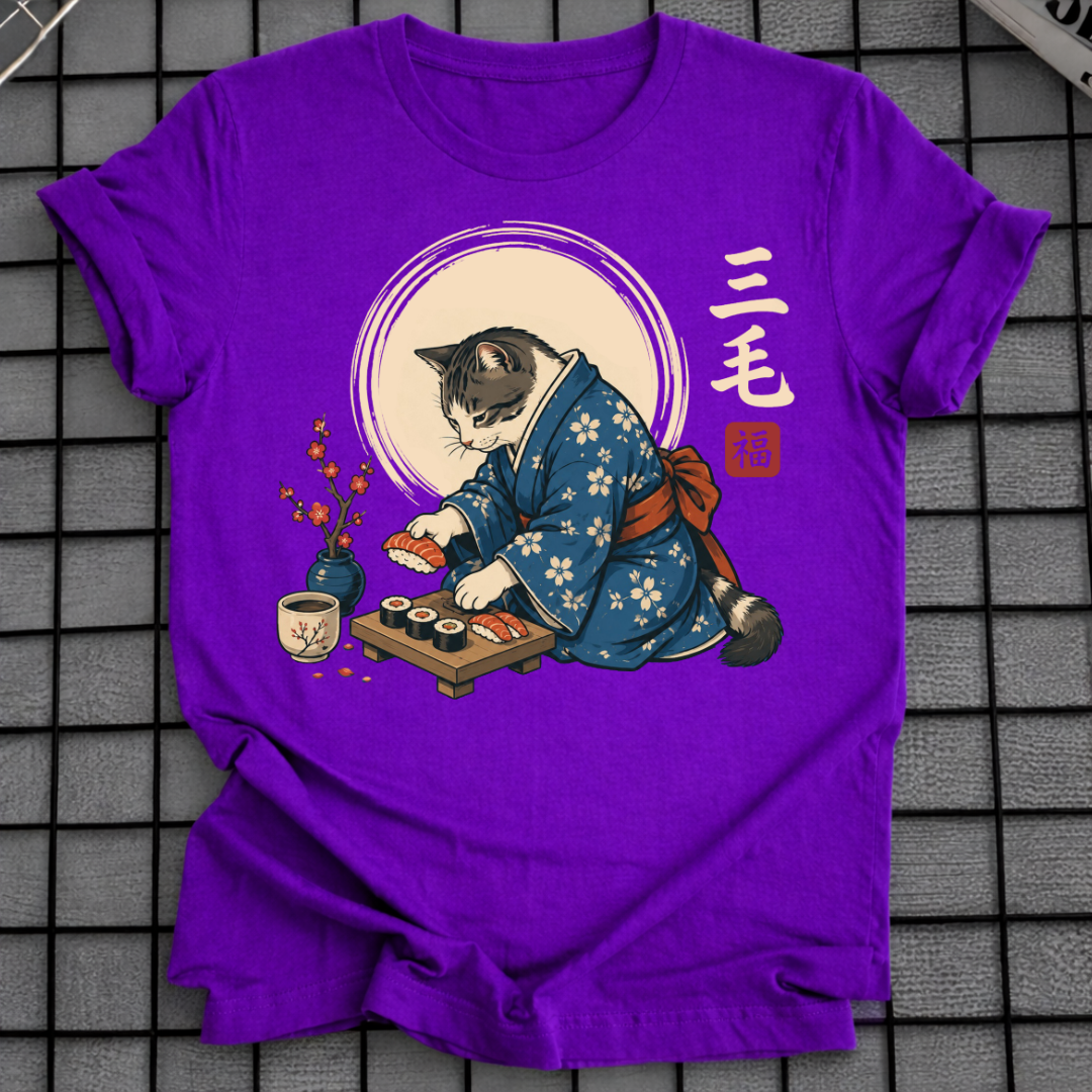 KATZE IM KIMONO SUSHI T-SHIRT