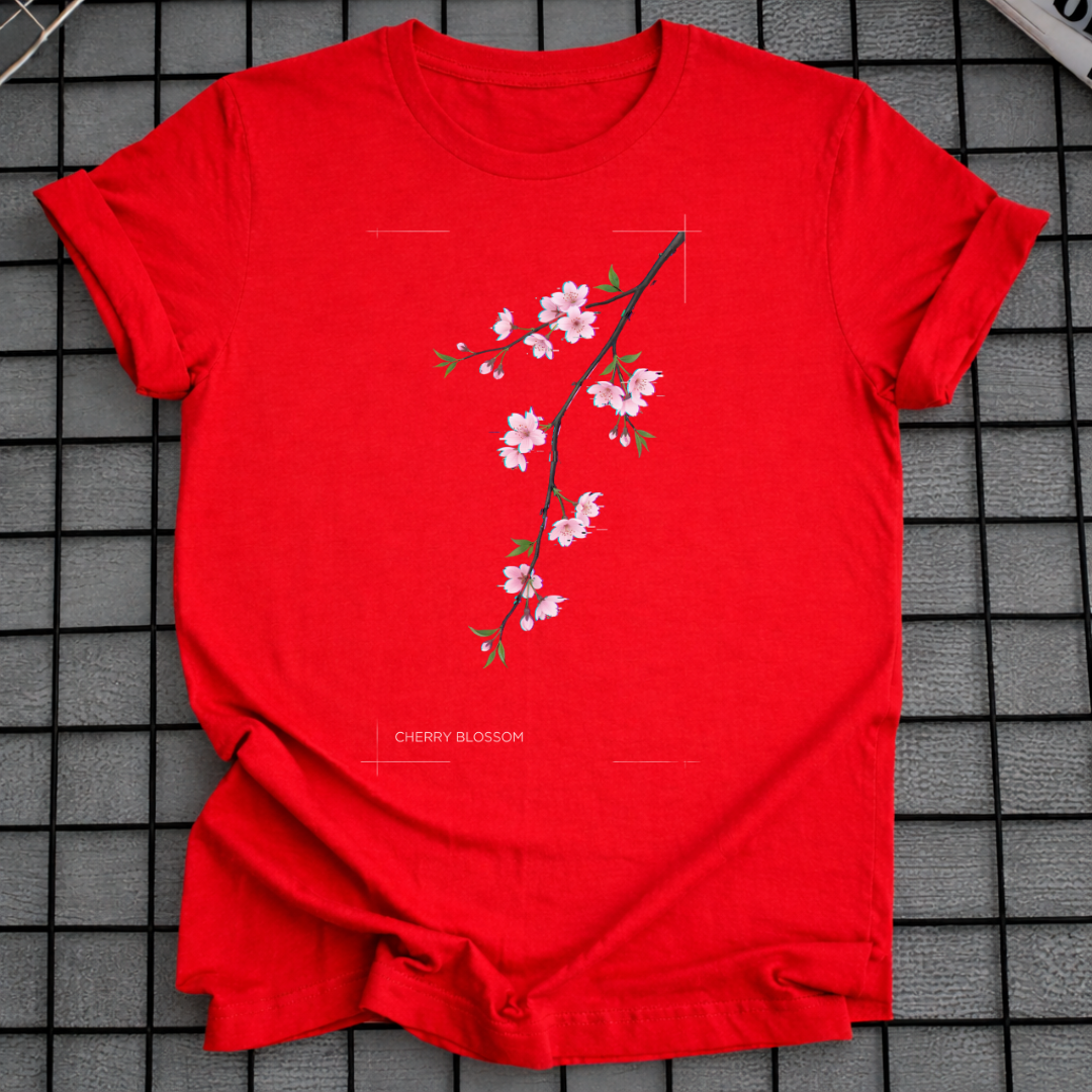 JAPANISCHES T-SHIRT MIT BLUMENAST-MOTIV