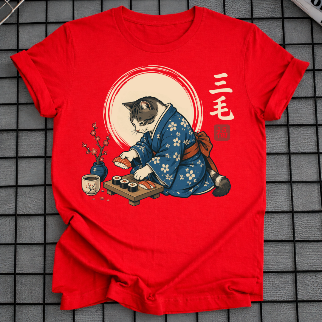 KATZE IM KIMONO SUSHI T-SHIRT