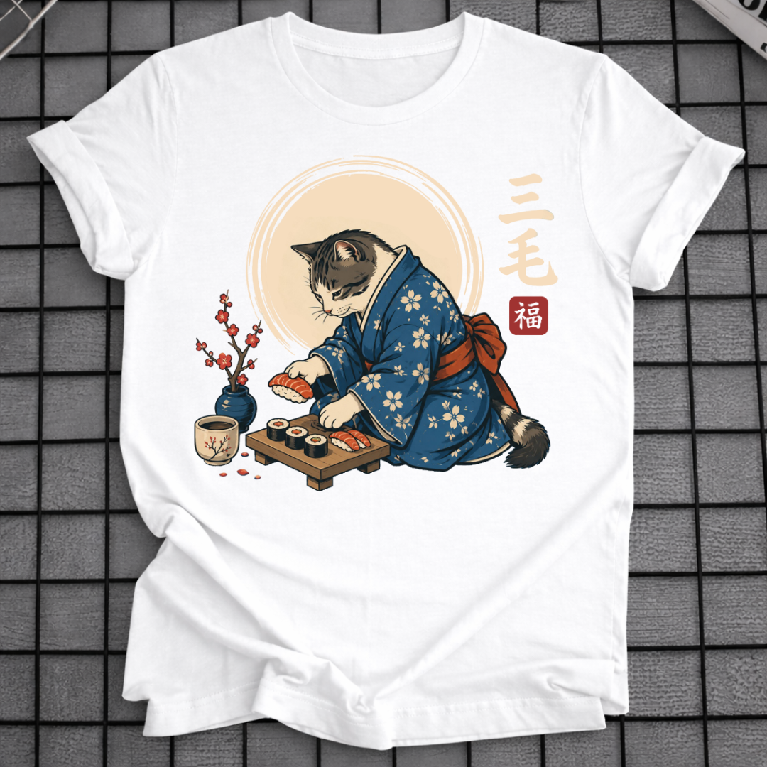 KATZE IM KIMONO SUSHI T-SHIRT