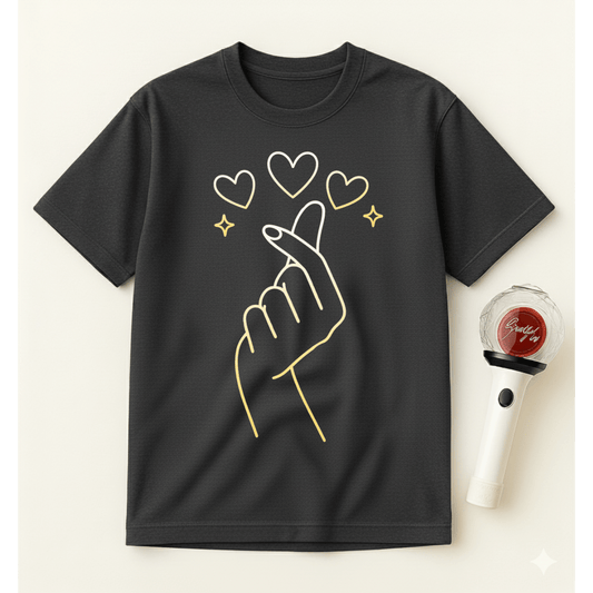 K-POP GOLD HAND HEART T-SHIRT