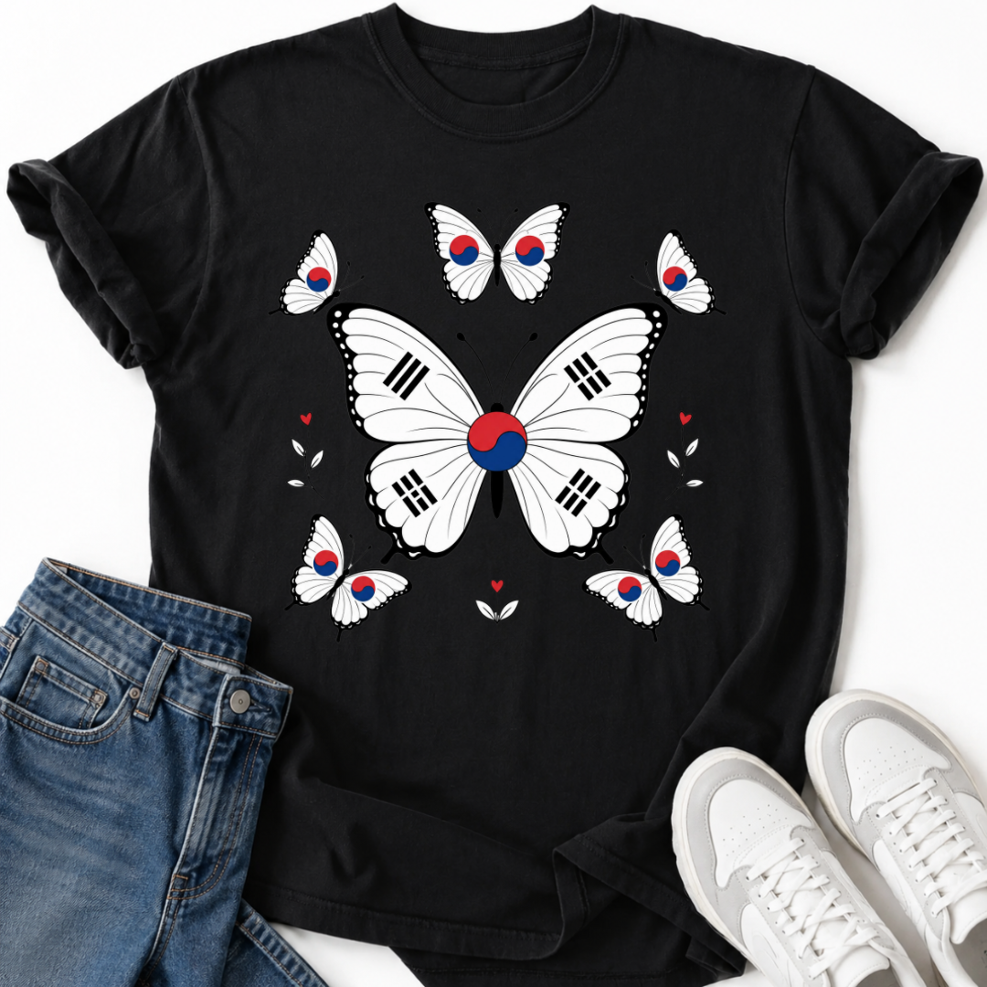 BUTTERFLY KOREAN FLAG T-SHIRT