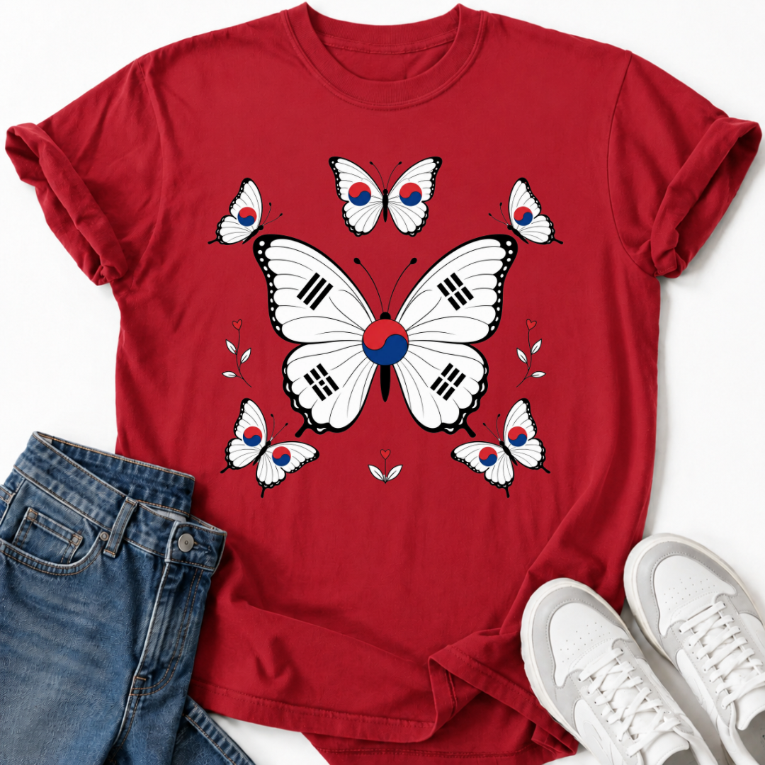 BUTTERFLY KOREAN FLAG T-SHIRT