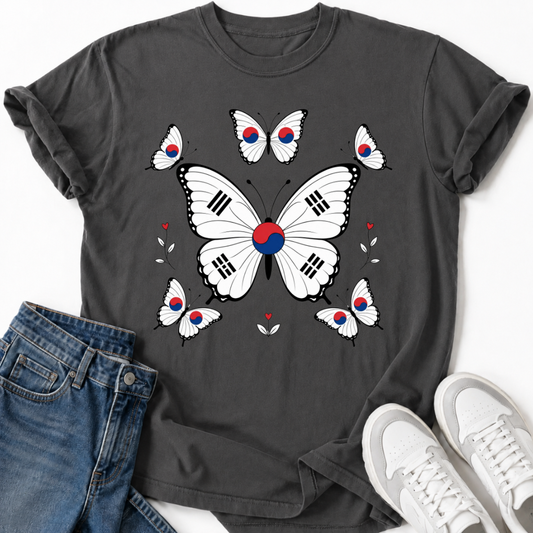 BUTTERFLY KOREAN FLAG T-SHIRT