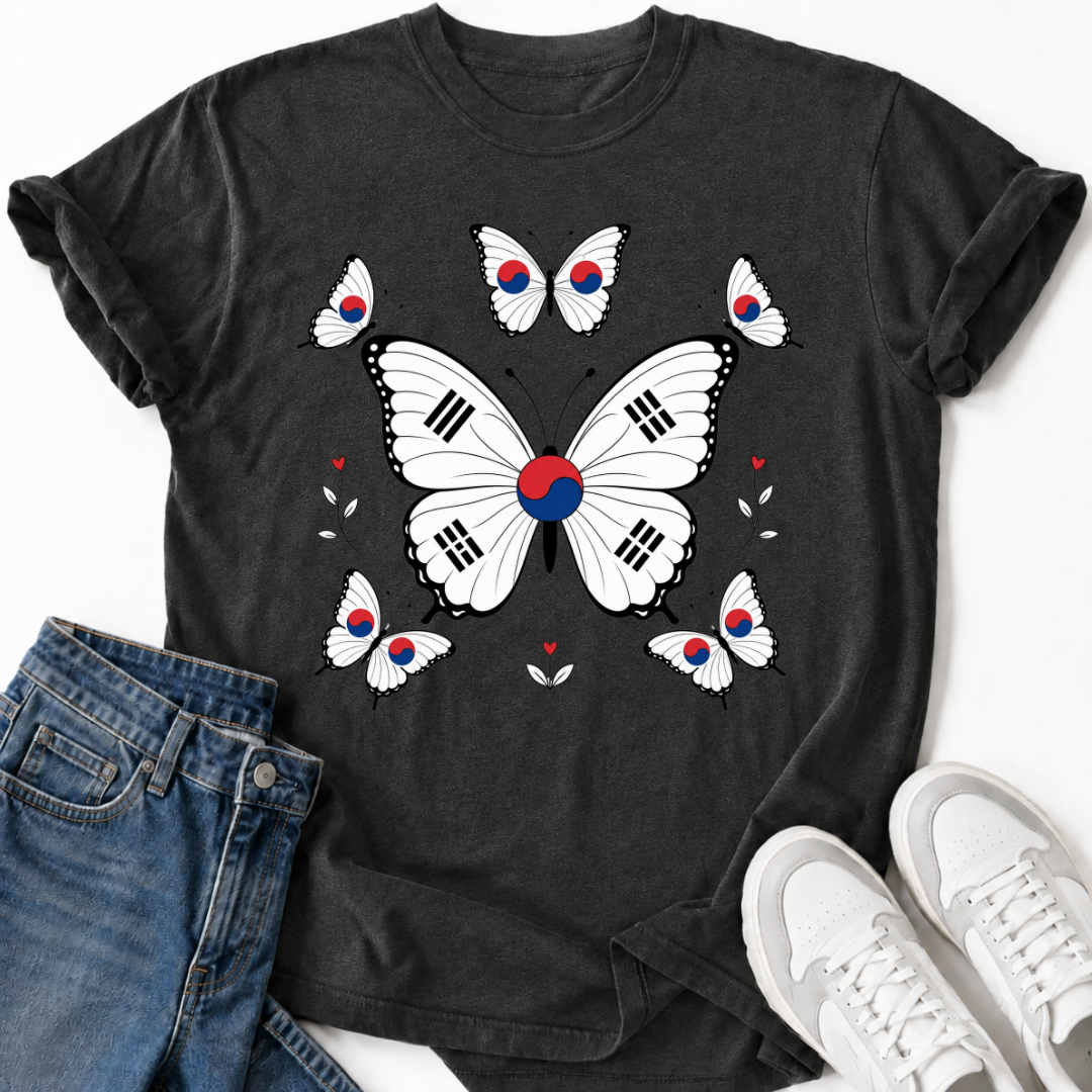 BUTTERFLY KOREAN FLAG T-SHIRT