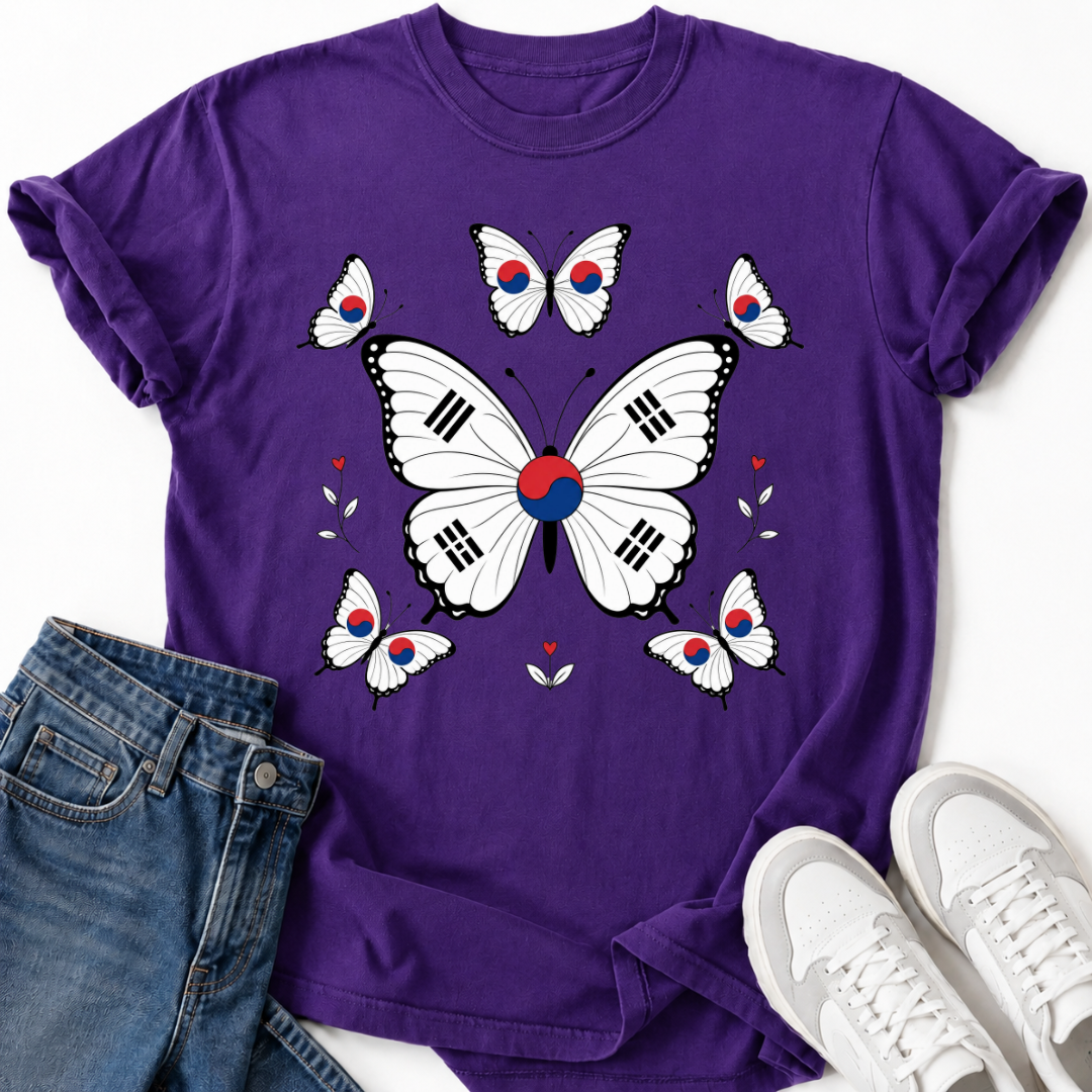 BUTTERFLY KOREAN FLAG T-SHIRT