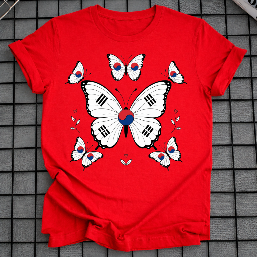 BUTTERFLY KOREAN FLAG T-SHIRT