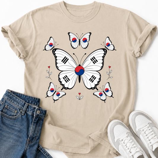 BUTTERFLY KOREAN FLAG T-SHIRT