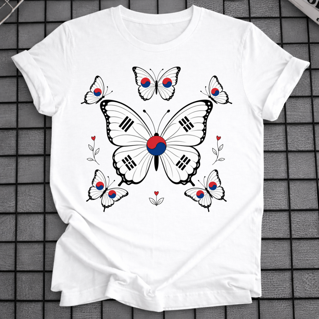 BUTTERFLY KOREAN FLAG T-SHIRT