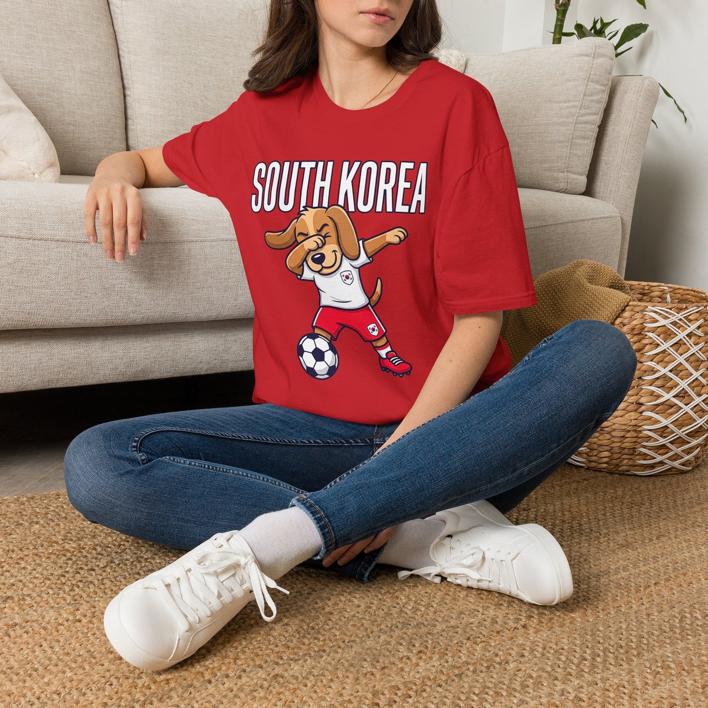 South Korea Dabbing Dog T-Shirt — Cute Soccer Fan Tee