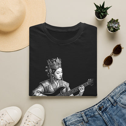 Queen Guitarist T‑Shirt — Regal Woman Playing Electric Guitar Tee