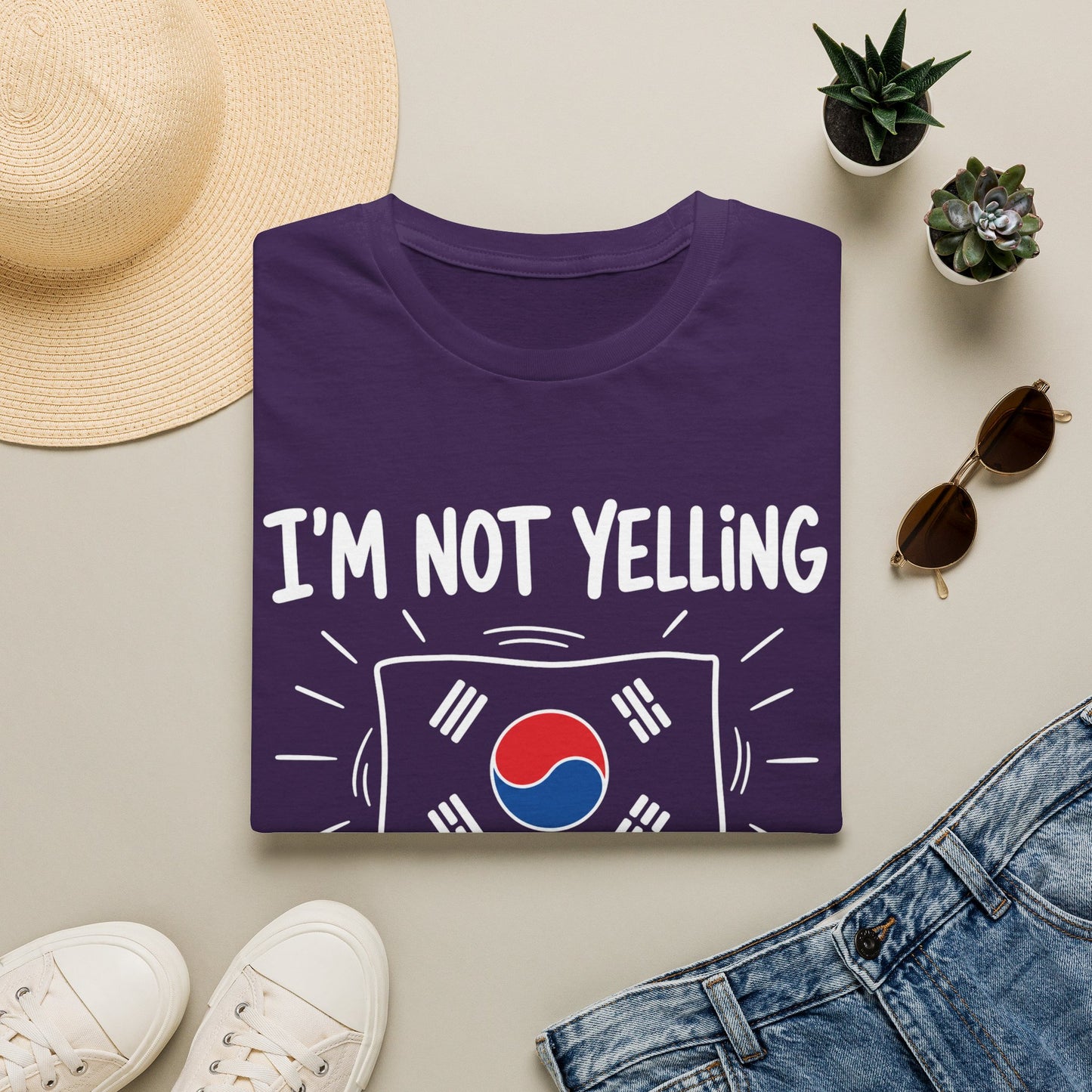 I’m Not Yelling I’m Korean T-Shirt — Funny Korean Pride Tee with South Korea Flag