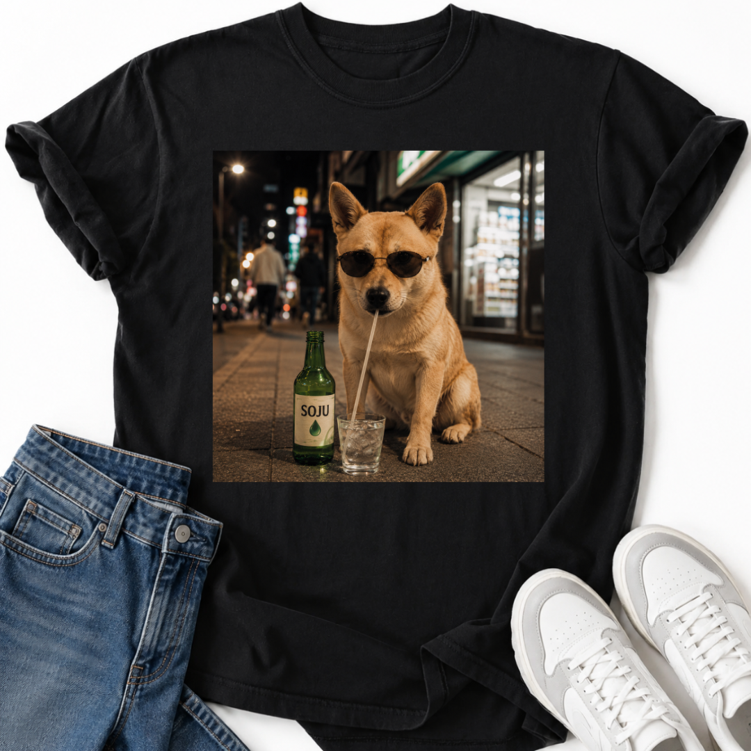 SHIBA INU DRINKING SOJU T-SHIRT