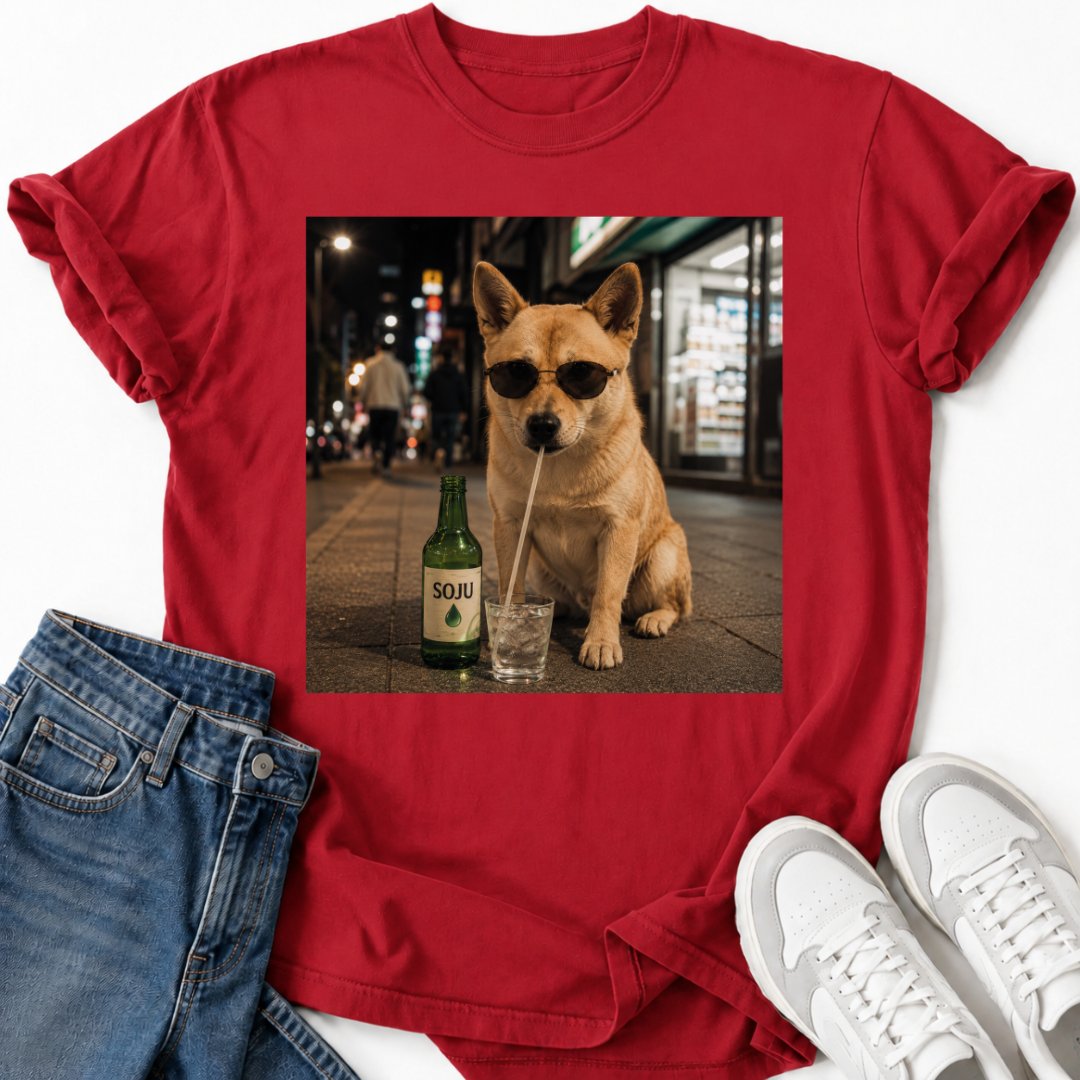 SHIBA INU DRINKING SOJU T-SHIRT
