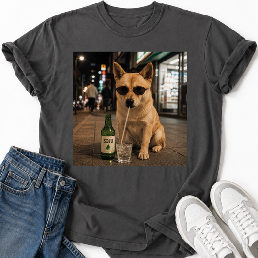 SHIBA INU DRINKING SOJU T-SHIRT