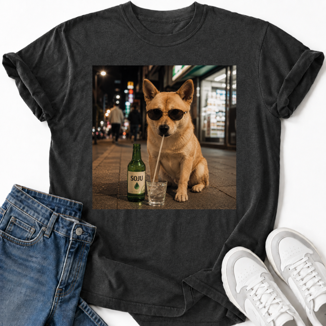SHIBA INU DRINKING SOJU T-SHIRT