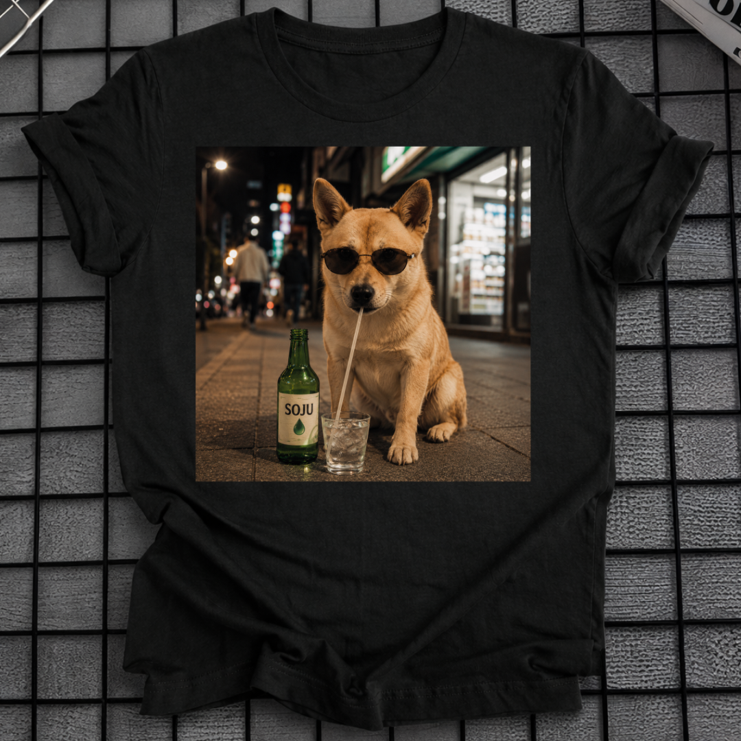 SHIBA INU DRINKING SOJU T-SHIRT