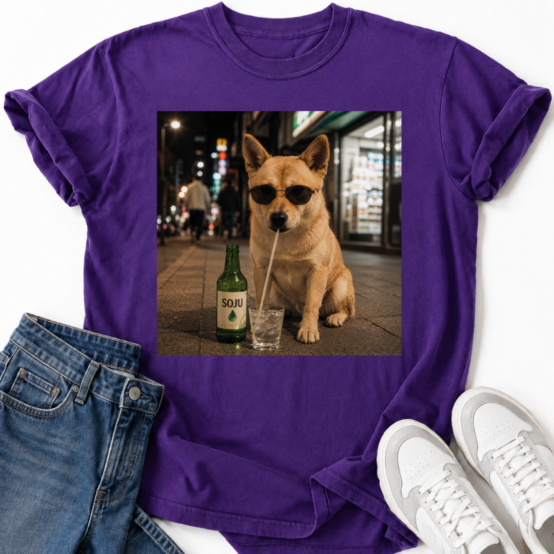 SHIBA INU DRINKING SOJU T-SHIRT